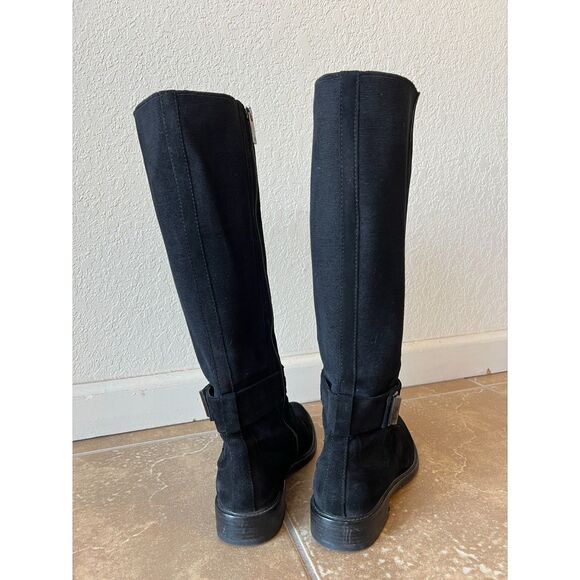 Aquatalia Giada Black Suede Leather Tall Zip Up Riding Boots Women's Size 8.5 - Picture 4 of 16